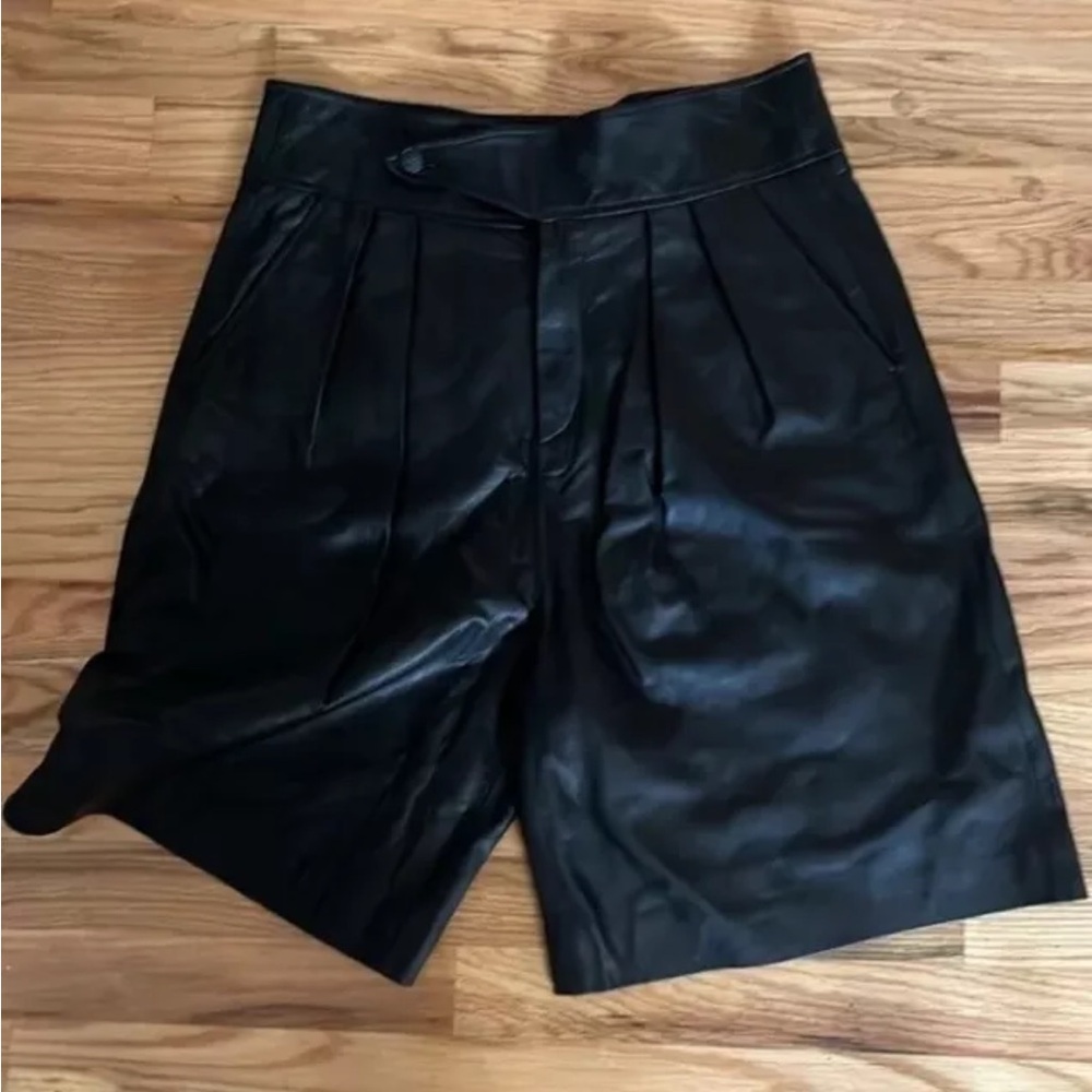 Rag & Bone Black Lambskin Leather Bermuda Shorts size 30